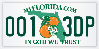 FL license plate 0013DP