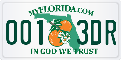 FL license plate 0013DR