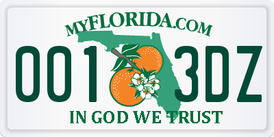 FL license plate 0013DZ