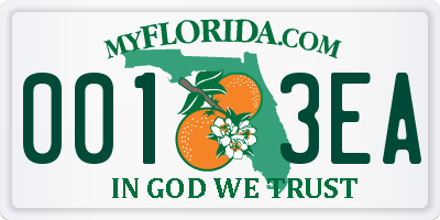 FL license plate 0013EA