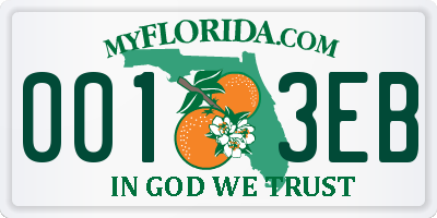 FL license plate 0013EB