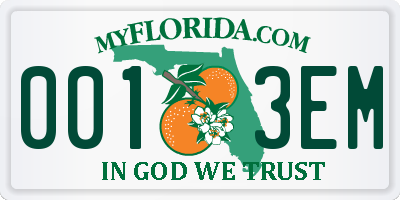 FL license plate 0013EM