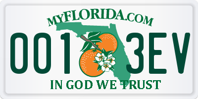 FL license plate 0013EV