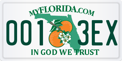 FL license plate 0013EX