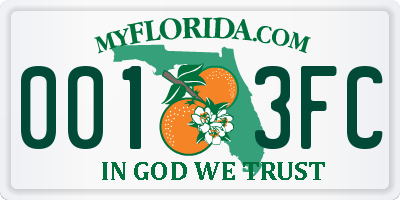 FL license plate 0013FC