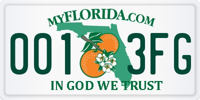 FL license plate 0013FG