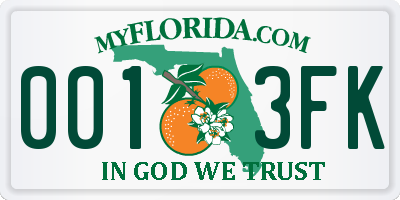 FL license plate 0013FK