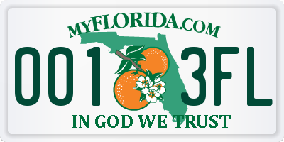 FL license plate 0013FL