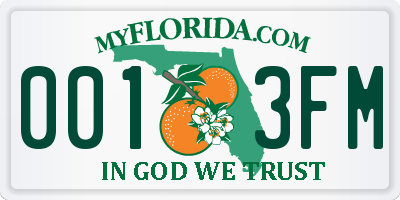 FL license plate 0013FM