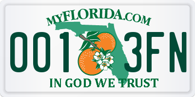 FL license plate 0013FN