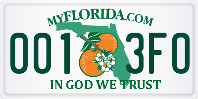 FL license plate 0013FO