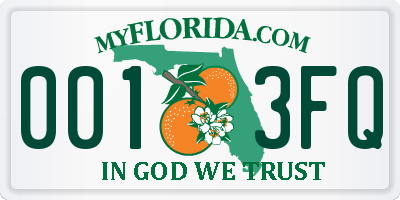 FL license plate 0013FQ