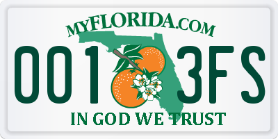 FL license plate 0013FS