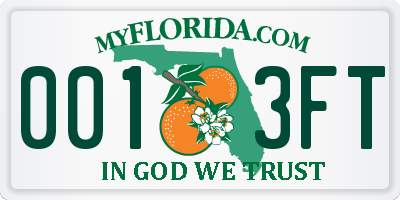 FL license plate 0013FT