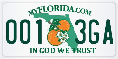 FL license plate 0013GA