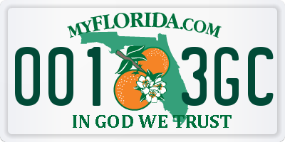 FL license plate 0013GC