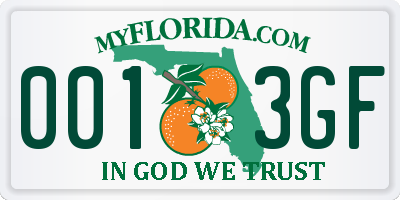 FL license plate 0013GF