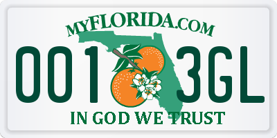 FL license plate 0013GL