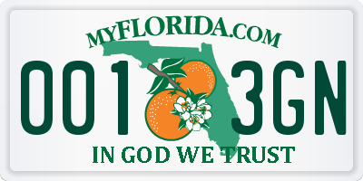 FL license plate 0013GN