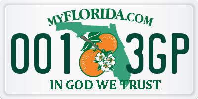 FL license plate 0013GP