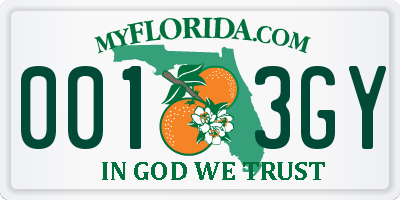 FL license plate 0013GY