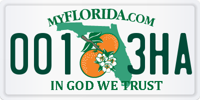 FL license plate 0013HA