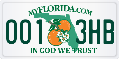 FL license plate 0013HB