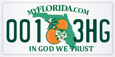 FL license plate 0013HG