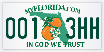 FL license plate 0013HH