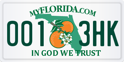 FL license plate 0013HK