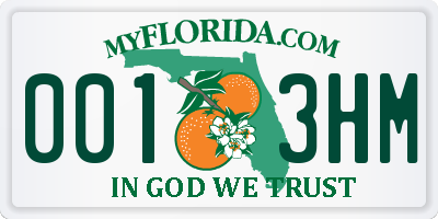 FL license plate 0013HM