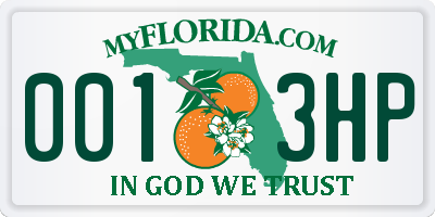 FL license plate 0013HP