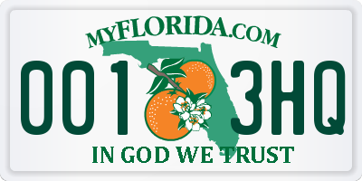 FL license plate 0013HQ