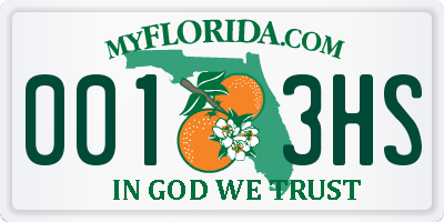 FL license plate 0013HS