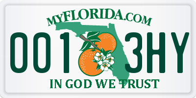 FL license plate 0013HY