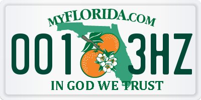 FL license plate 0013HZ