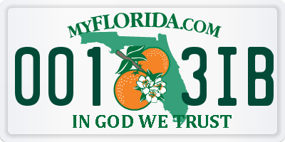 FL license plate 0013IB