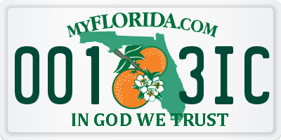 FL license plate 0013IC