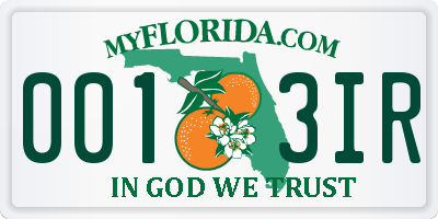 FL license plate 0013IR