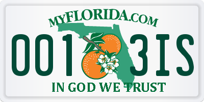 FL license plate 0013IS