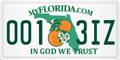 FL license plate 0013IZ