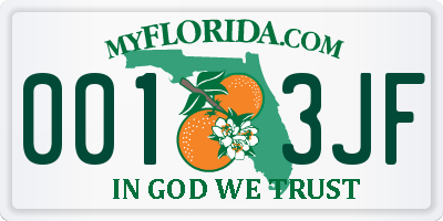 FL license plate 0013JF