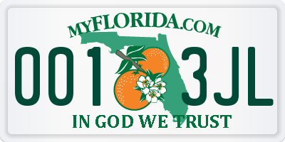 FL license plate 0013JL