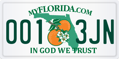 FL license plate 0013JN