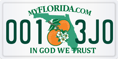 FL license plate 0013JO