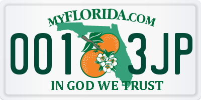 FL license plate 0013JP