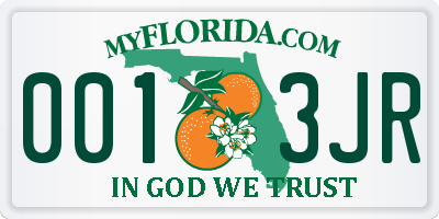 FL license plate 0013JR