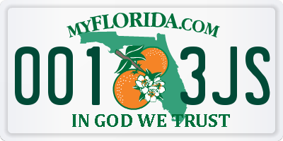 FL license plate 0013JS