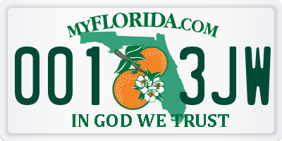 FL license plate 0013JW