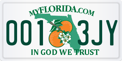 FL license plate 0013JY